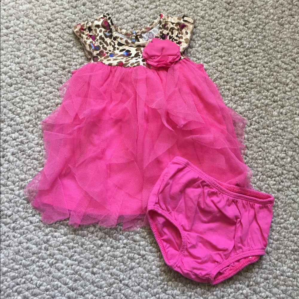 The Childrens Place Baby Girls Leopard Pink Tulle Tutu Dress Set 0-3 Months